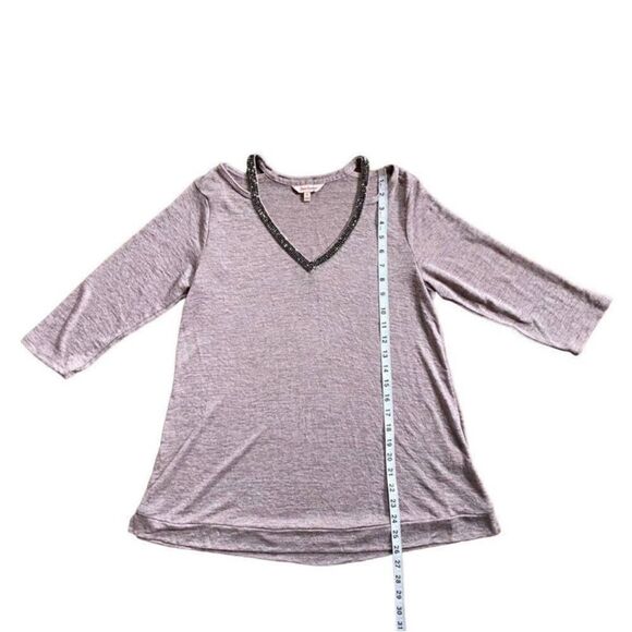 Juicy Couture Black Rhinestone V-Neck Purple Cold Shoulder Cutout Top Sz Medium - Picture 9 of 11